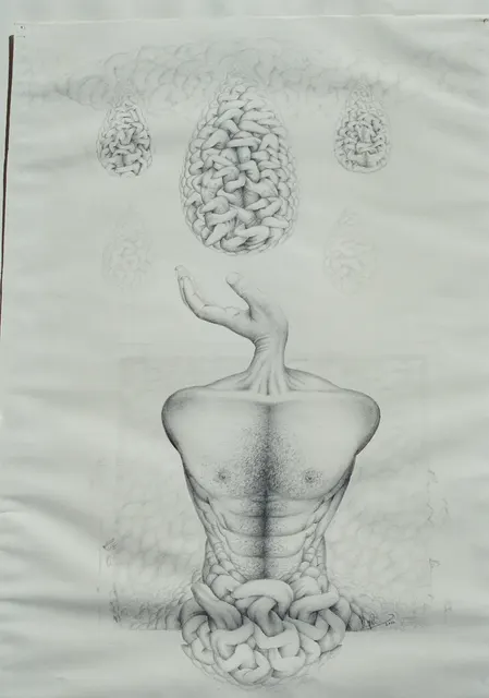 Untitled (Archive 4) — Mixed media / pen and ink by Indian artist B. Jayaram