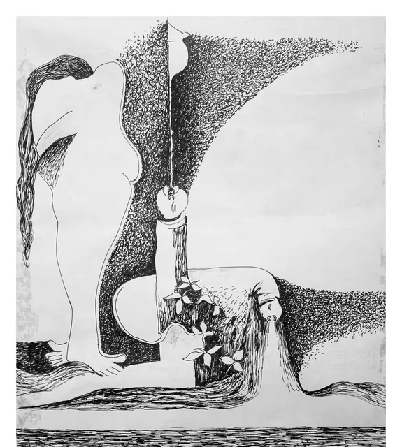Untitled (Archive 13) — Mixed media / pen and ink by Indian artist B. Jayaram