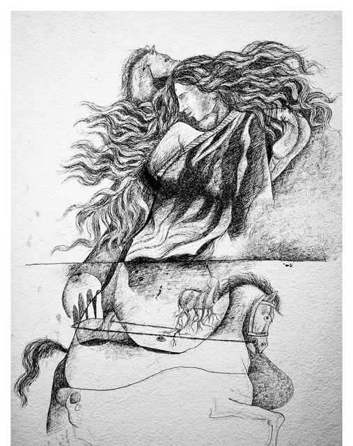 Untitled (Archive 14) — Mixed media / pen and ink by Indian artist B. Jayaram