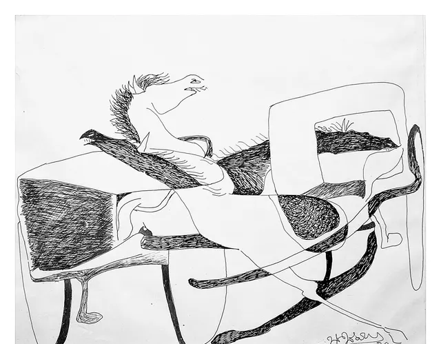 Untitled (Archive 17) — Mixed media / pen and ink by Indian artist B. Jayaram