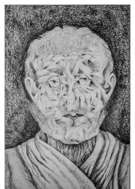 Untitled (Archive 32) — Mixed media / pen and ink by Indian artist B. Jayaram
